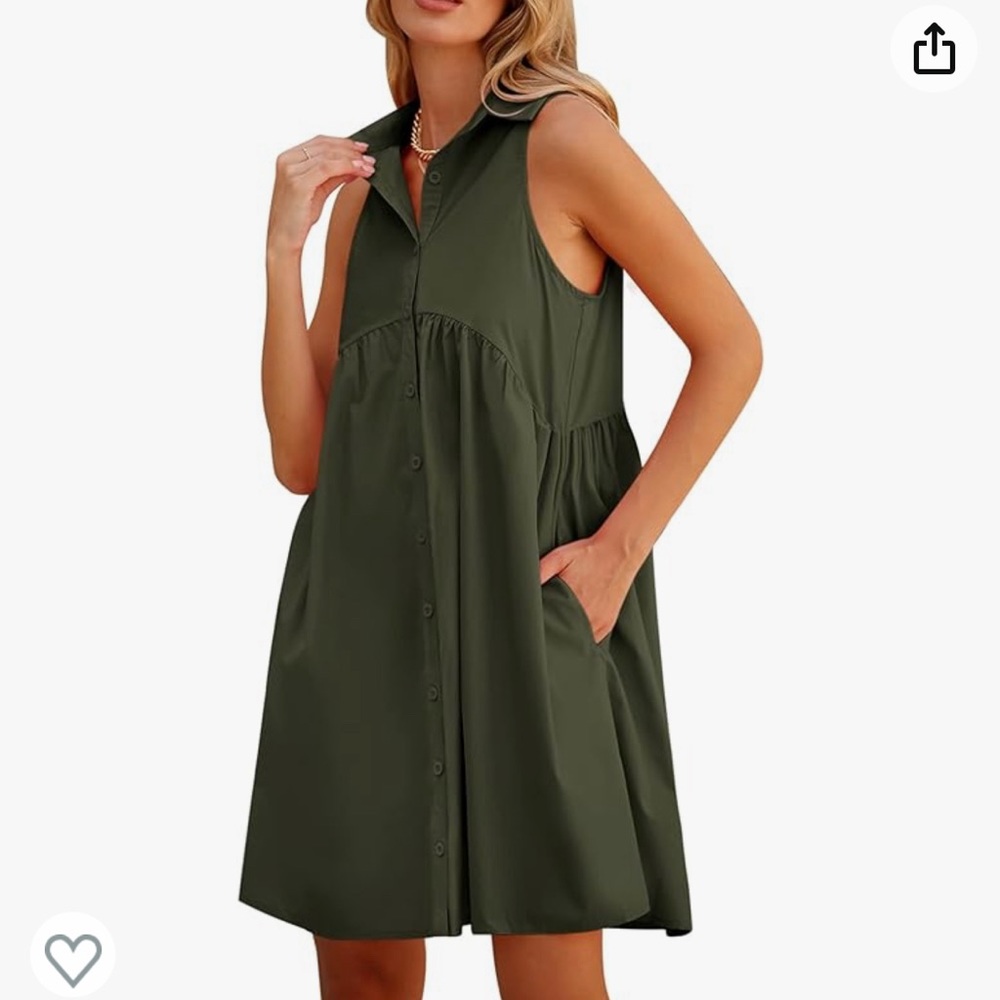 Women’s Collared Shirt Dress Tunic with Pockets